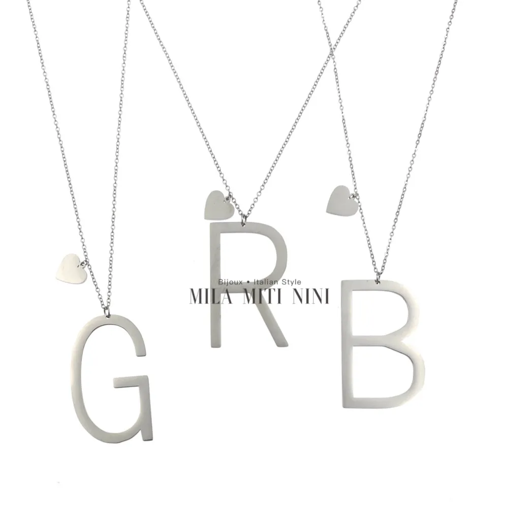 CAL413-1543-Iniziale ARGENTO-Collana Lunga in Acciaio - CAL413-1543-Iniziale ARGENTO-Collana Lunga in Acciaio (S)