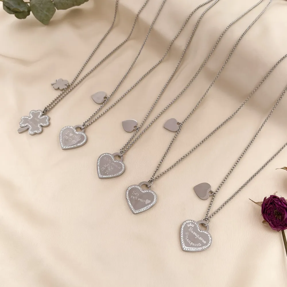 [CAL413-821-Best Friends -Collana Lunga in Acciaio] (3 pezzi) CAL413-821-Best Friends -Collana Lunga in Acciaio - CAL413-821-Best Friends -Collana Lunga in Acciaio