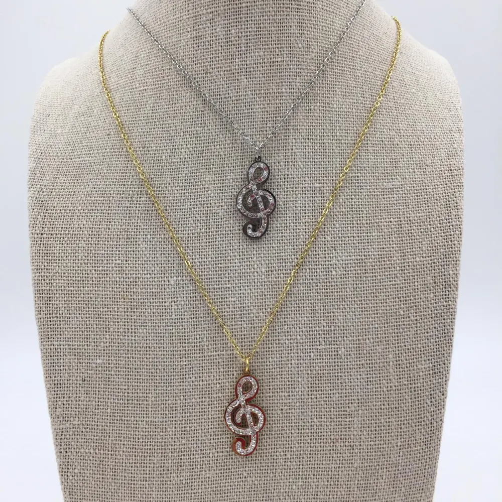 CAS-Note Musicale 4615 - Collana in Acciaio con Strass - CAS-Note Musicale 4615 - Collana in Acciaio con Strass