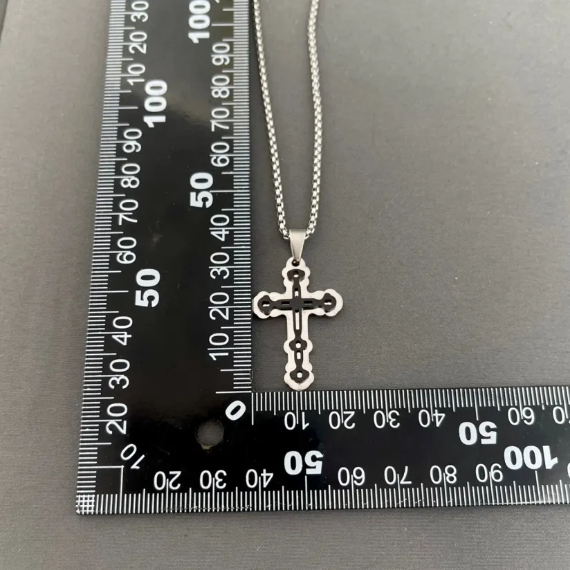 Croce-Collana in Acciaio da Uomo - CAU-600-B226 (Acciaio)
