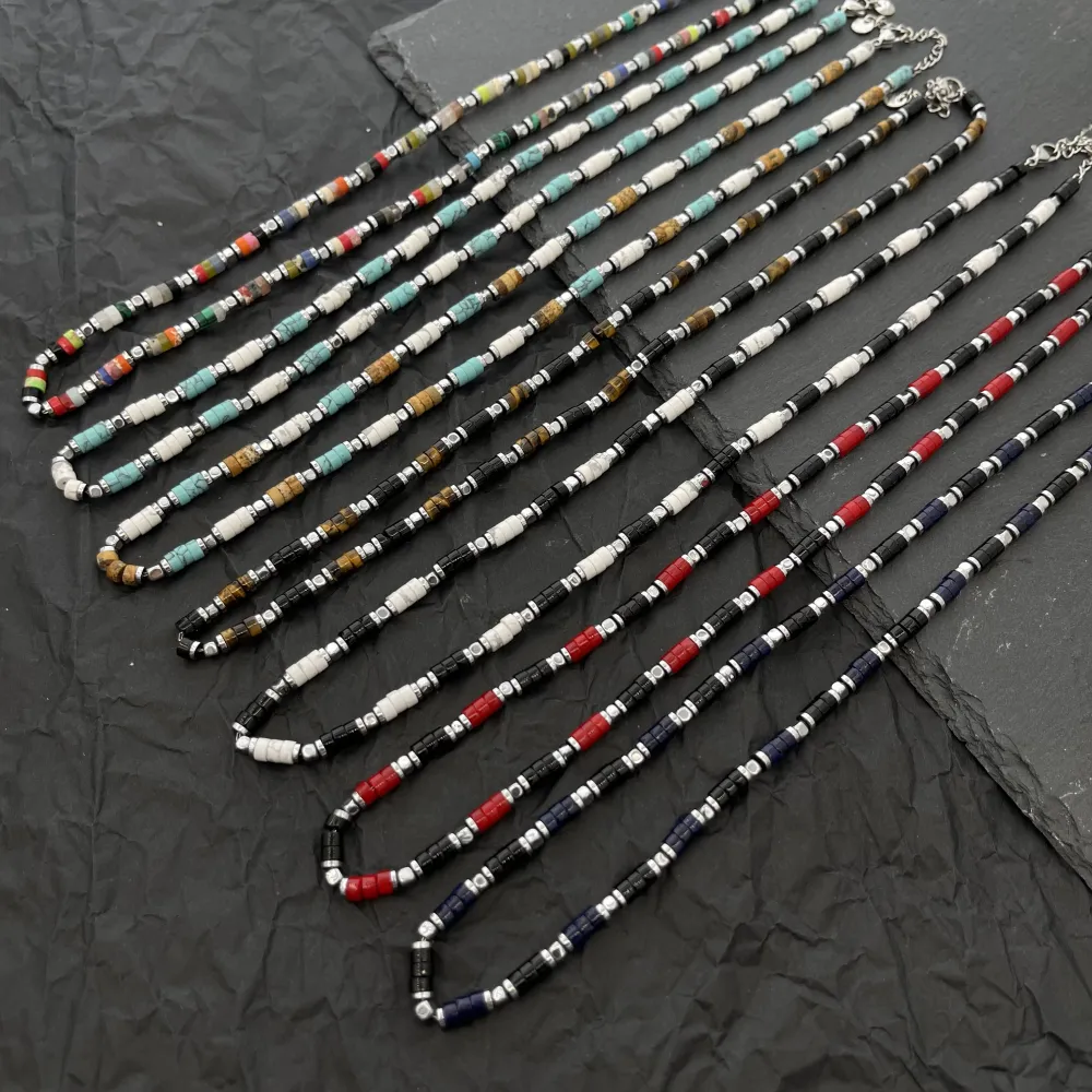 Catena con Perline-Collana da Uomo in Acciaio - CAU-600-H279 (Nero)