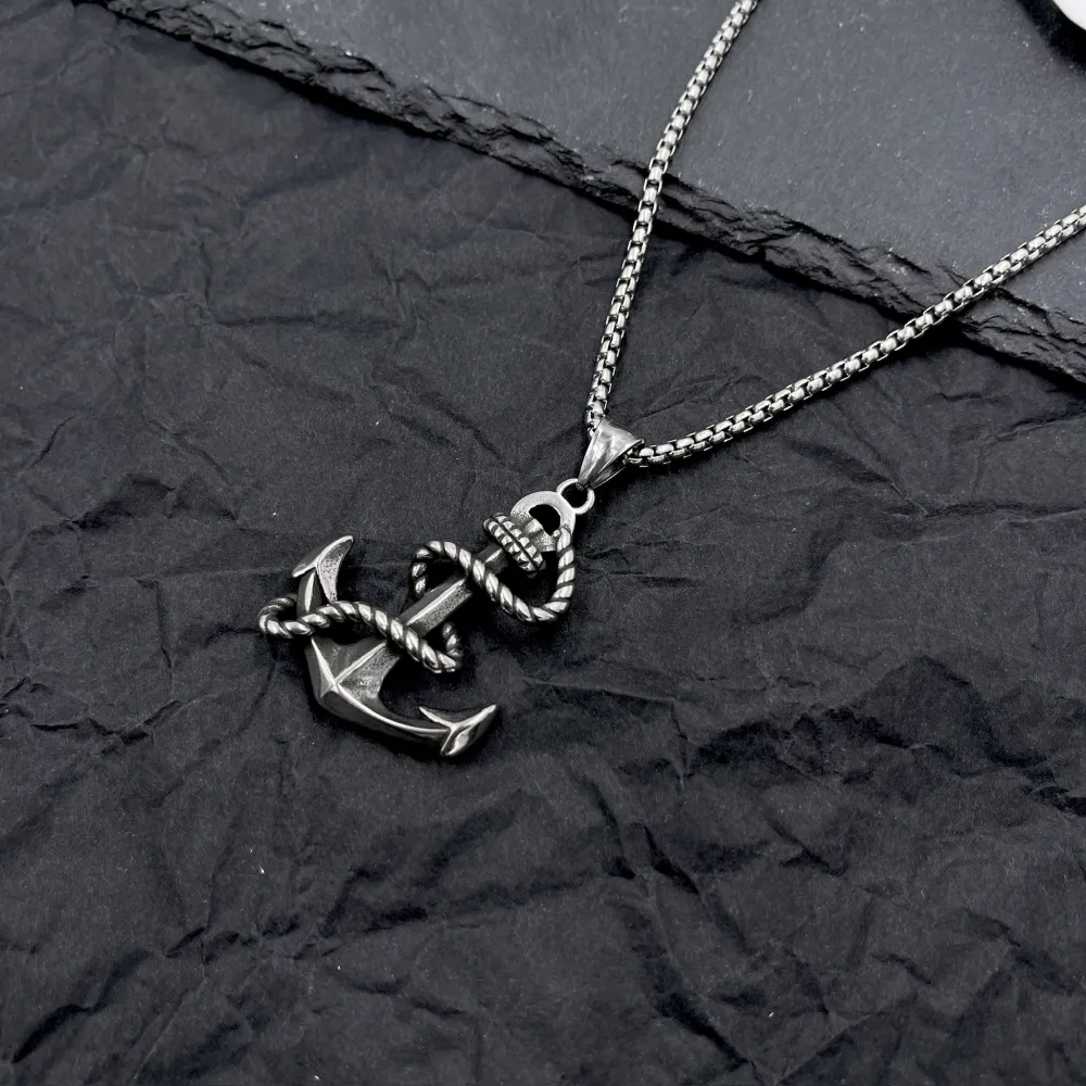 [CAU-600-H393] Ancora-Collana Lunga da Uomo in Acciaio - CAU-600-H393