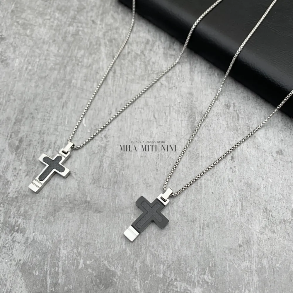 CAU600-A65-Croce-Collana da uomo in Acciaio - CAU600-A65-Croce-Collana da uomo in Acciaio