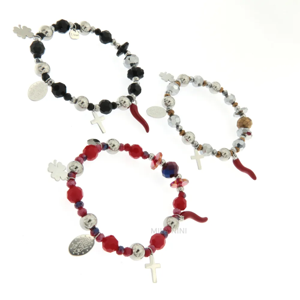 CBAE Croce Cornino - Bracciale Elastico Bracciali Acciaio 1018 - CBAE Croce Cornino - Bracciale Elastico Acciaio 1018