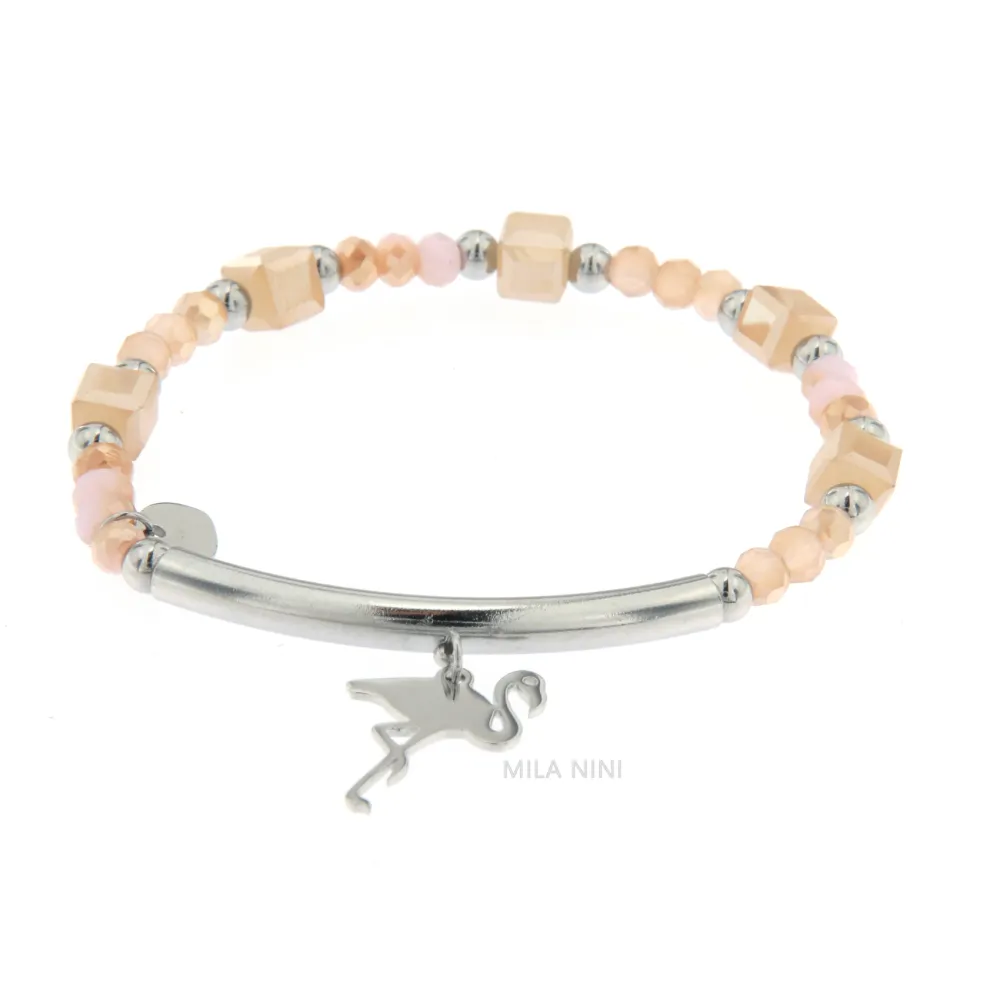 CBAE Fenicottero - Bracciale Cristalli Elastico Acciaio 1015 - CBAE Fenicottero - Bracciale Elastico Acciaio 1015