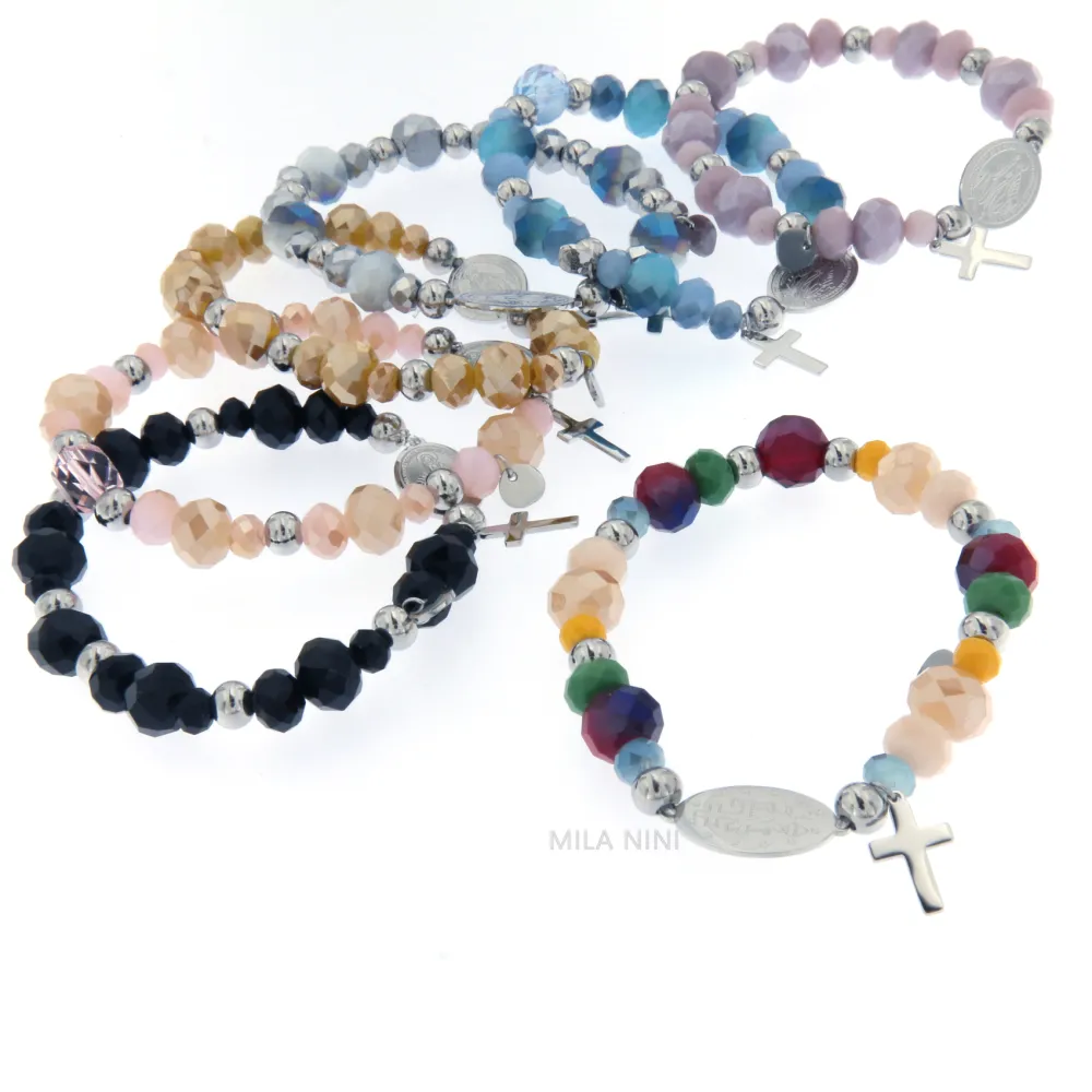 CBAE Madonna - Bracciale Elastico Cristalli Acciaio 1017 - CBAE Madonna - Bracciale Elastico Acciaio 1017 (Grigio)