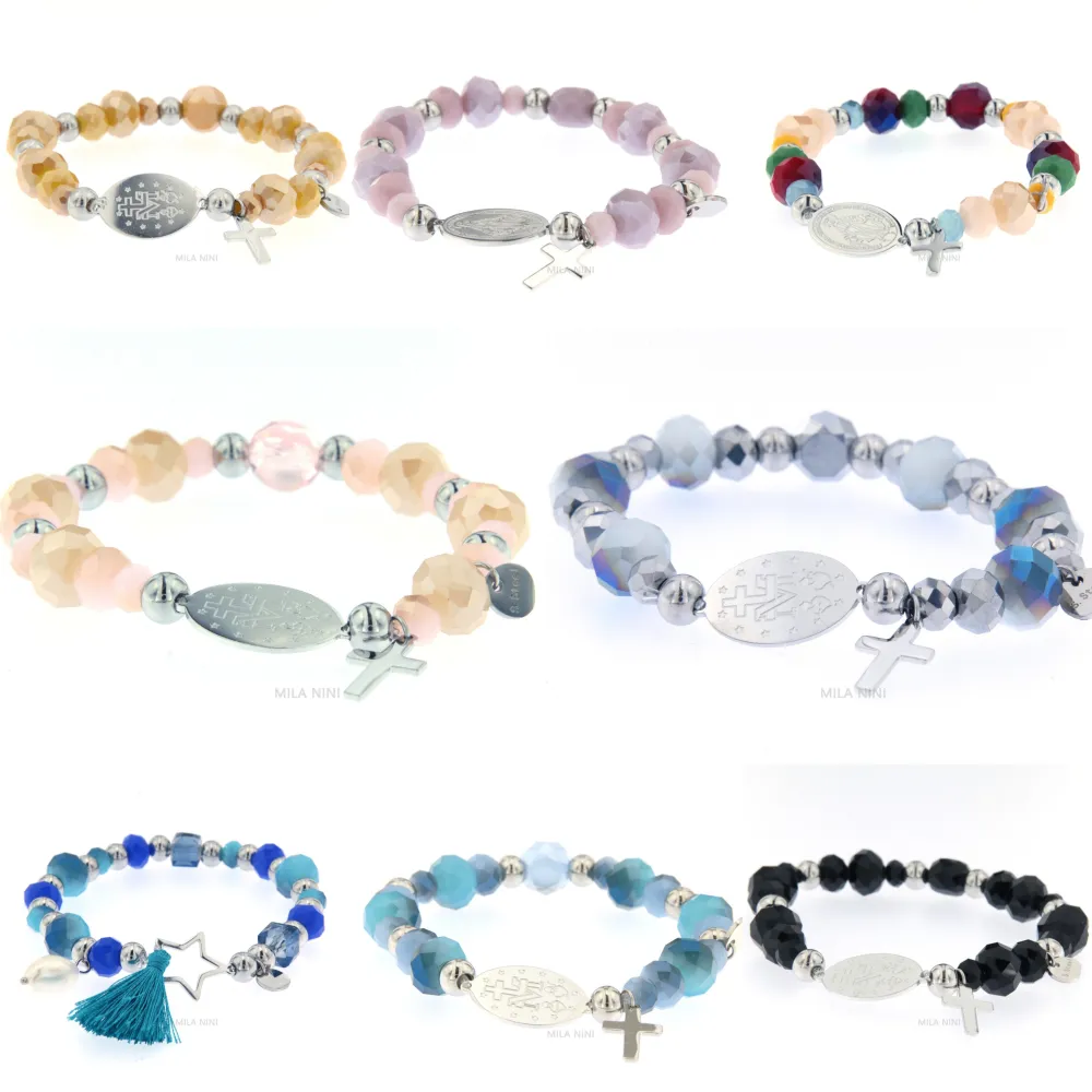 [CBAE Madonna Mix - Bracciale Acciaio (Pacco 12pz)] CBAE Madonna Mix - Bracciale Elastico Cristalli Acciaio (Pacco - CBAE Madonna Mix - Bracciale Acciaio (Pacco 12pz)