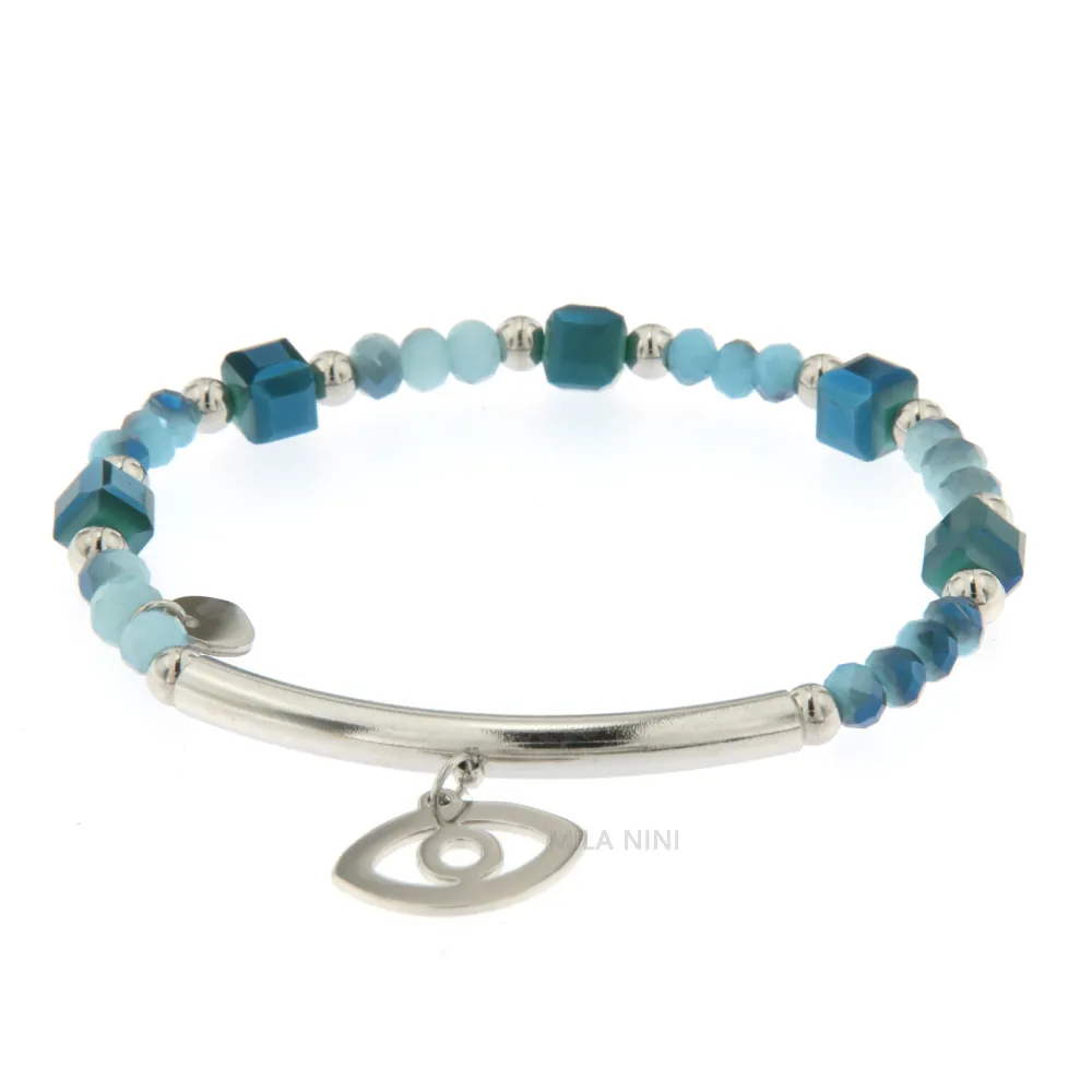 CBAE Occhio - Bracciale Cristalli Elastico Acciaio 1015 - CBAE Occhio - Bracciale Elastico Acciaio 1015