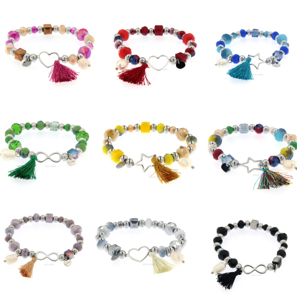 CBAE Soggetti Mix 2 - Bracciale Elastico Acciaio Perla Napine ( - CBAE Soggetti Mix 2- Bracciale Acciaio (Pacco 12pz) 1016