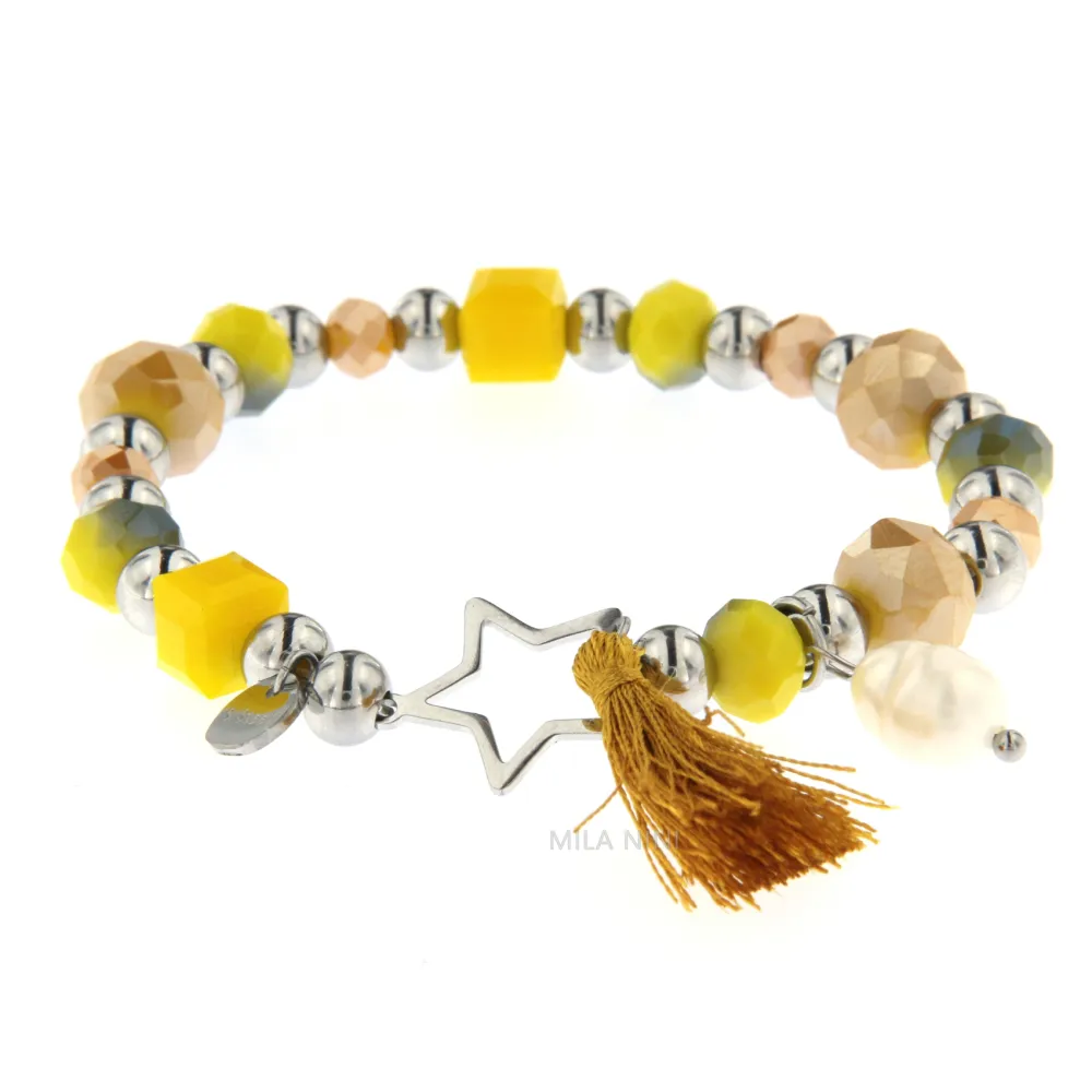 CBAE Stella - Bracciale Elastico Acciaio Perla Napine  1016 - CBAE Stella- Bracciale Elastico Acciaio 1016