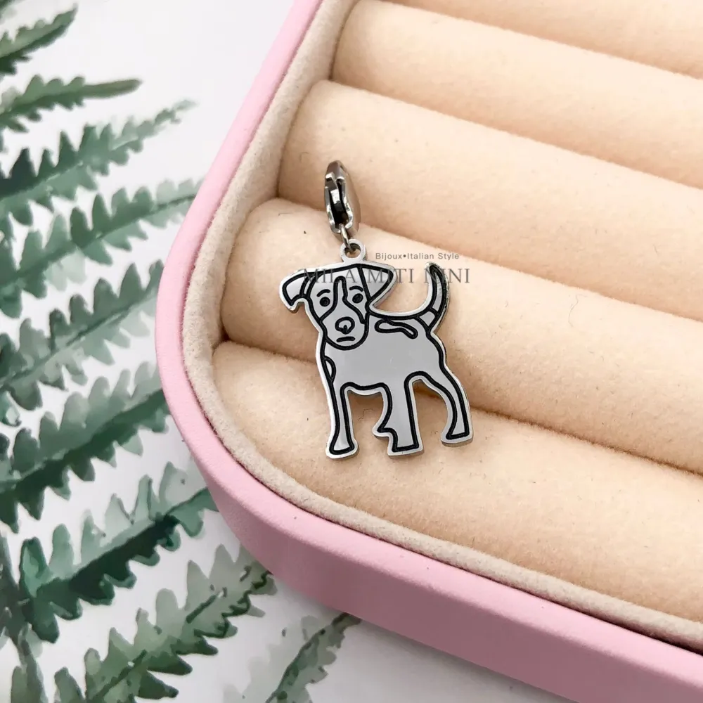 Cane-Ciondolo Smaltato in Acciaio - CIO413-112