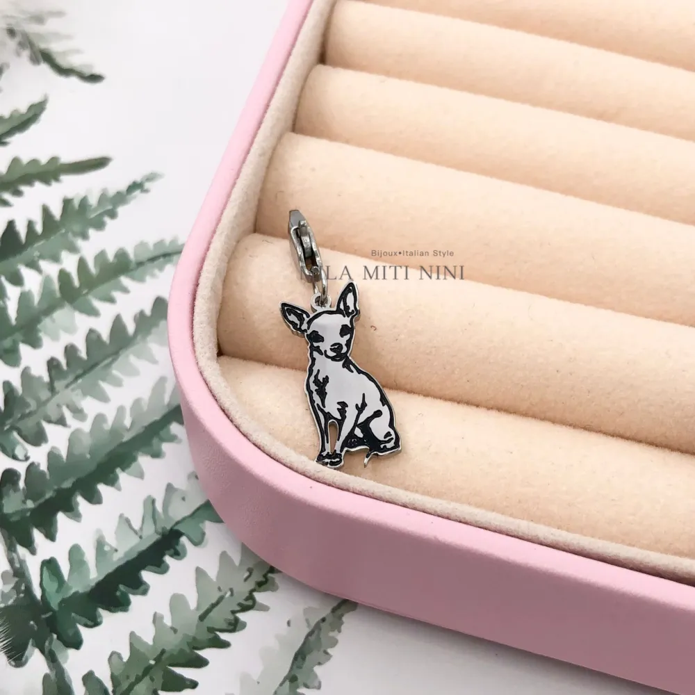 Cane-Ciondolo Smaltato in Acciaio - CIO413-120