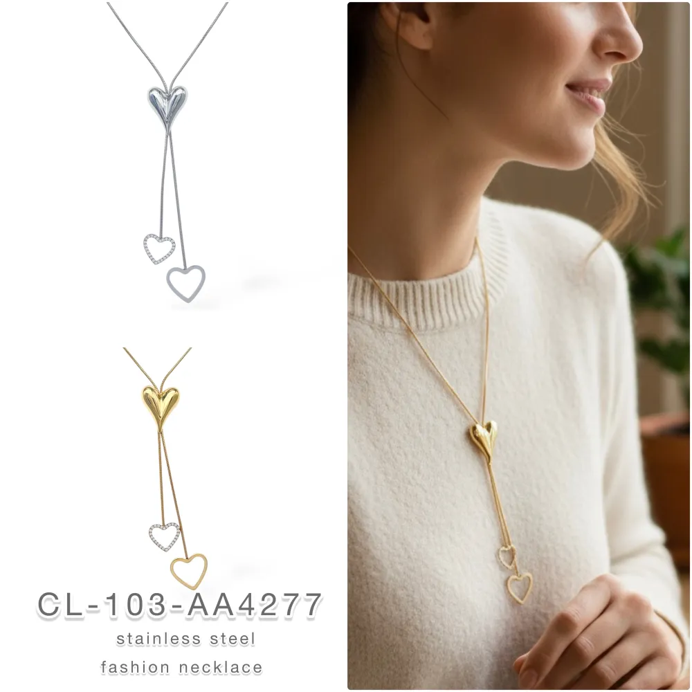 Cuore-Collana Lunga  in Acciaio - CL-103-AA4277N (Argento)