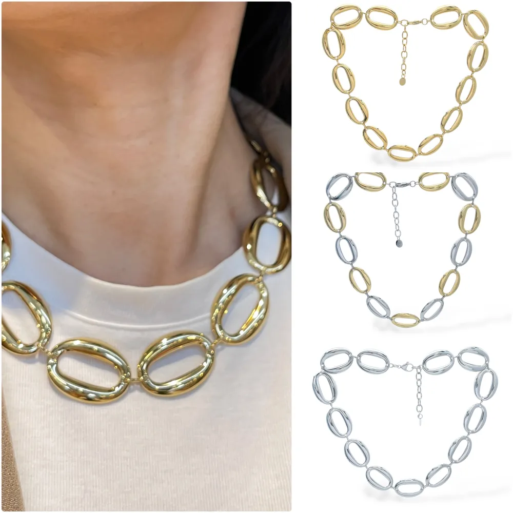 [CL-103-AA5730N] Catena -Collana Corta in Acciaio - CL-103-AA5730N (Argento)