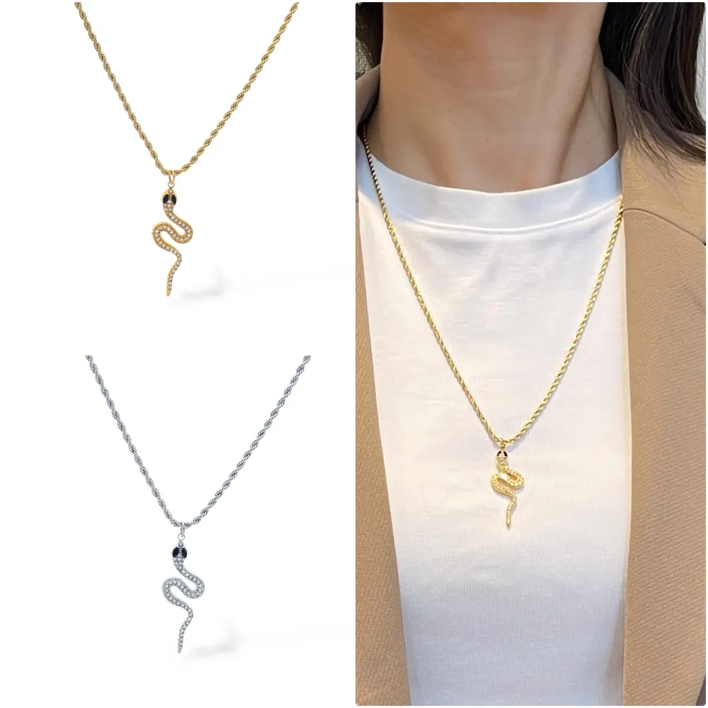 Serpente-Collana Lunga in Acciaio - CL-103-AA5763N 55+5cm (Argento)