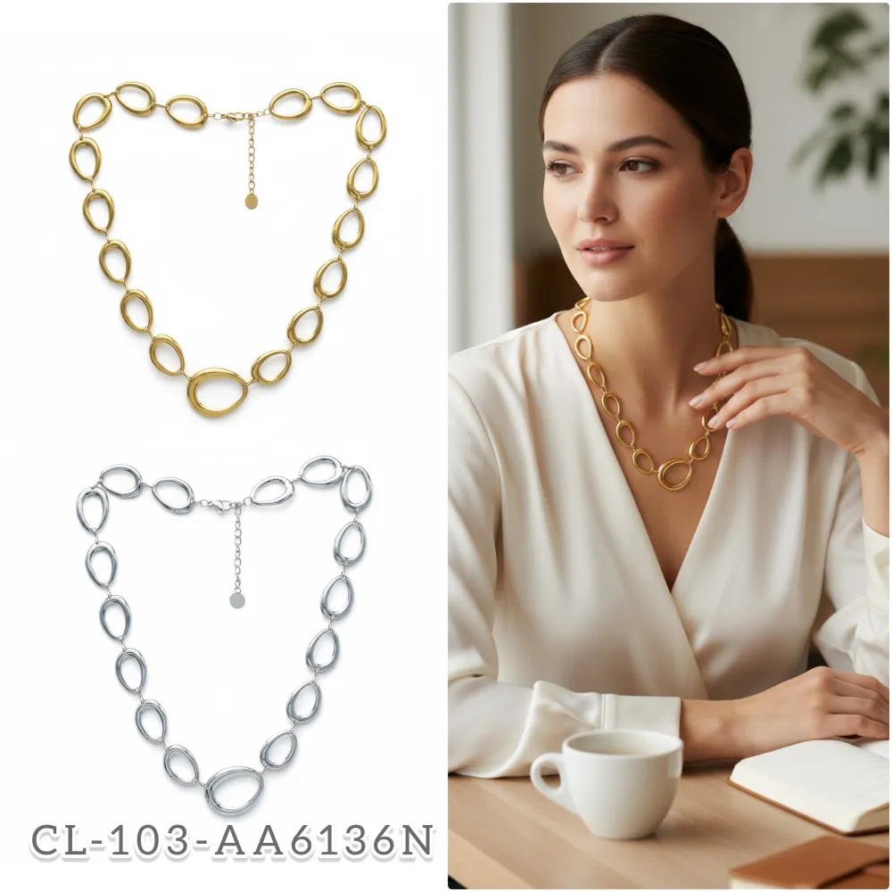 Catena -Collana Corta in Acciaio - CL-103-AA6136N (Argento)