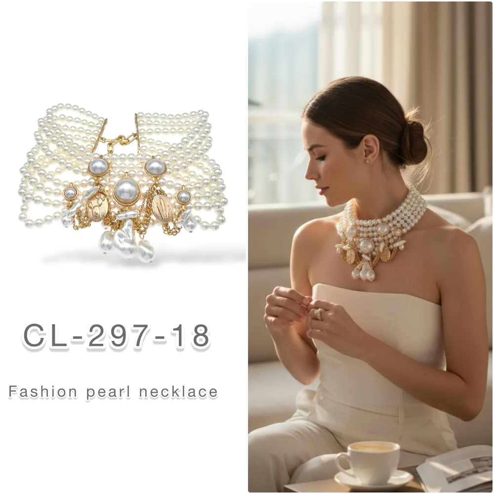 [CMC-297-18] Perla con Pendenti-Collana Corta /Chocker Moda - CMC-297-18