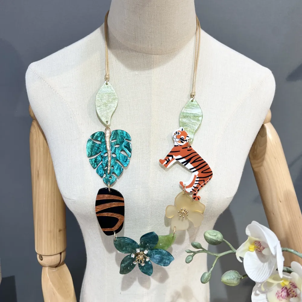 RCL Tigre Palma - Collana Lunga Resina - CML-11731