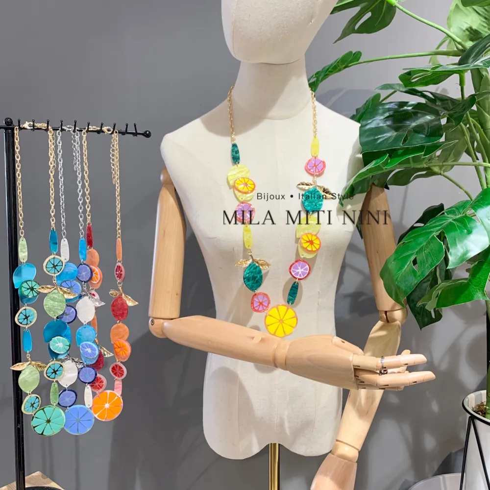 Frutta -Collana Lunga in Resina - CML-12702S (Giallo)