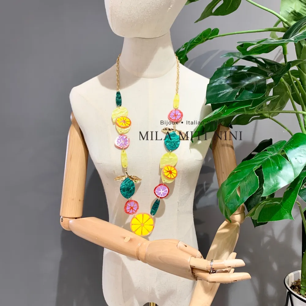 Frutta -Collana Lunga in Resina - CML-12702S (Giallo)