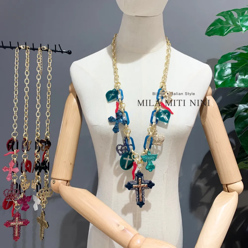 Croce Angelo  -Collana Lunga in Resina - CML-13370AW (MIX)