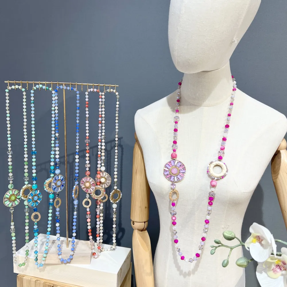 Cerchio- Collana Lunga Moda - CML-732-215 (Blu)