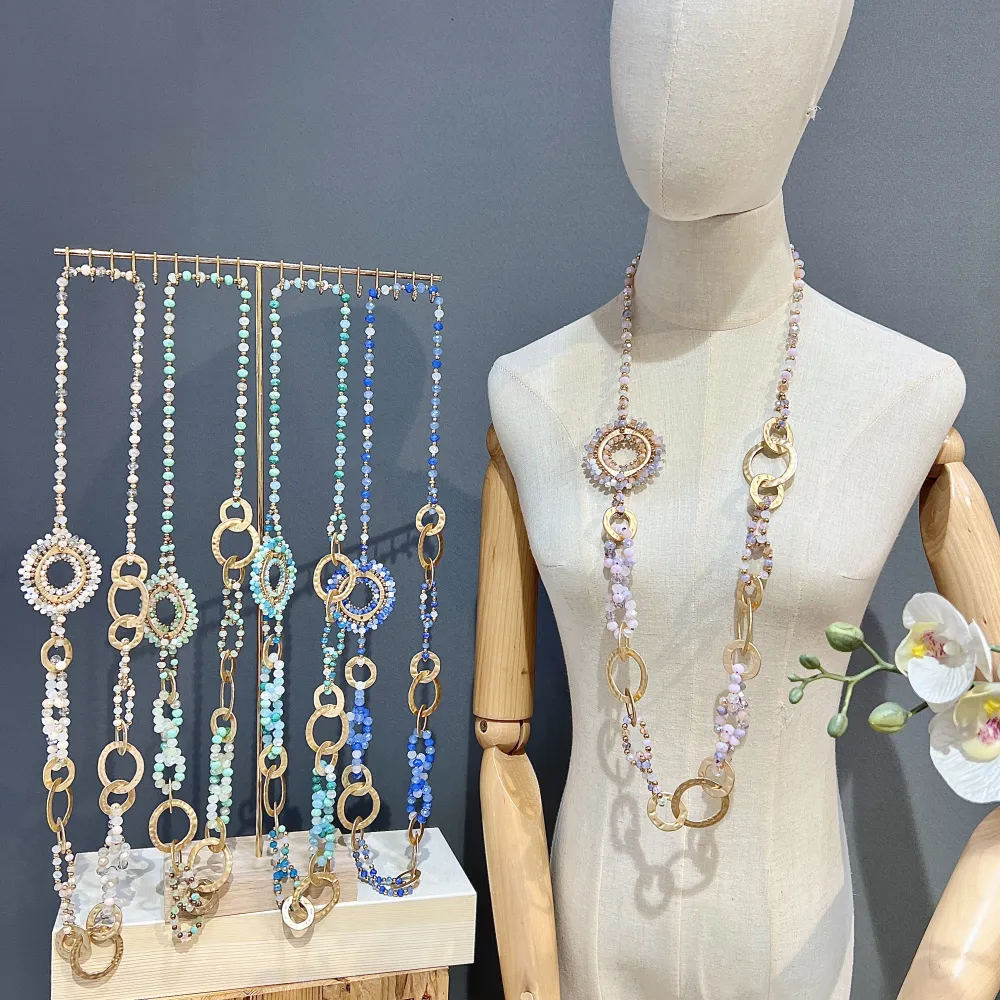 Cerchio- Collana Lunga Moda - CML-732-220 (Blu)