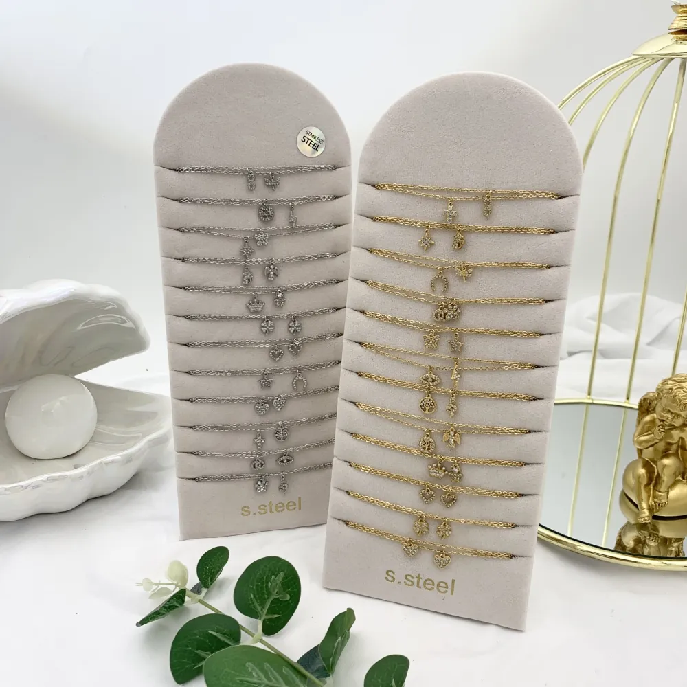 Soggetti Mix con Zirconia-24pz Collane Corte in Acciaio - CPA-103-AA3262-3272N