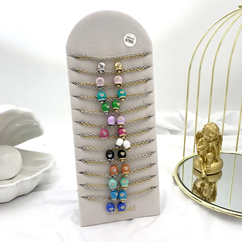 [CPA-103-AA3438NB] Campanello Smaltato-12pz Collane in Acciaio - CPA-103-AA3438NB