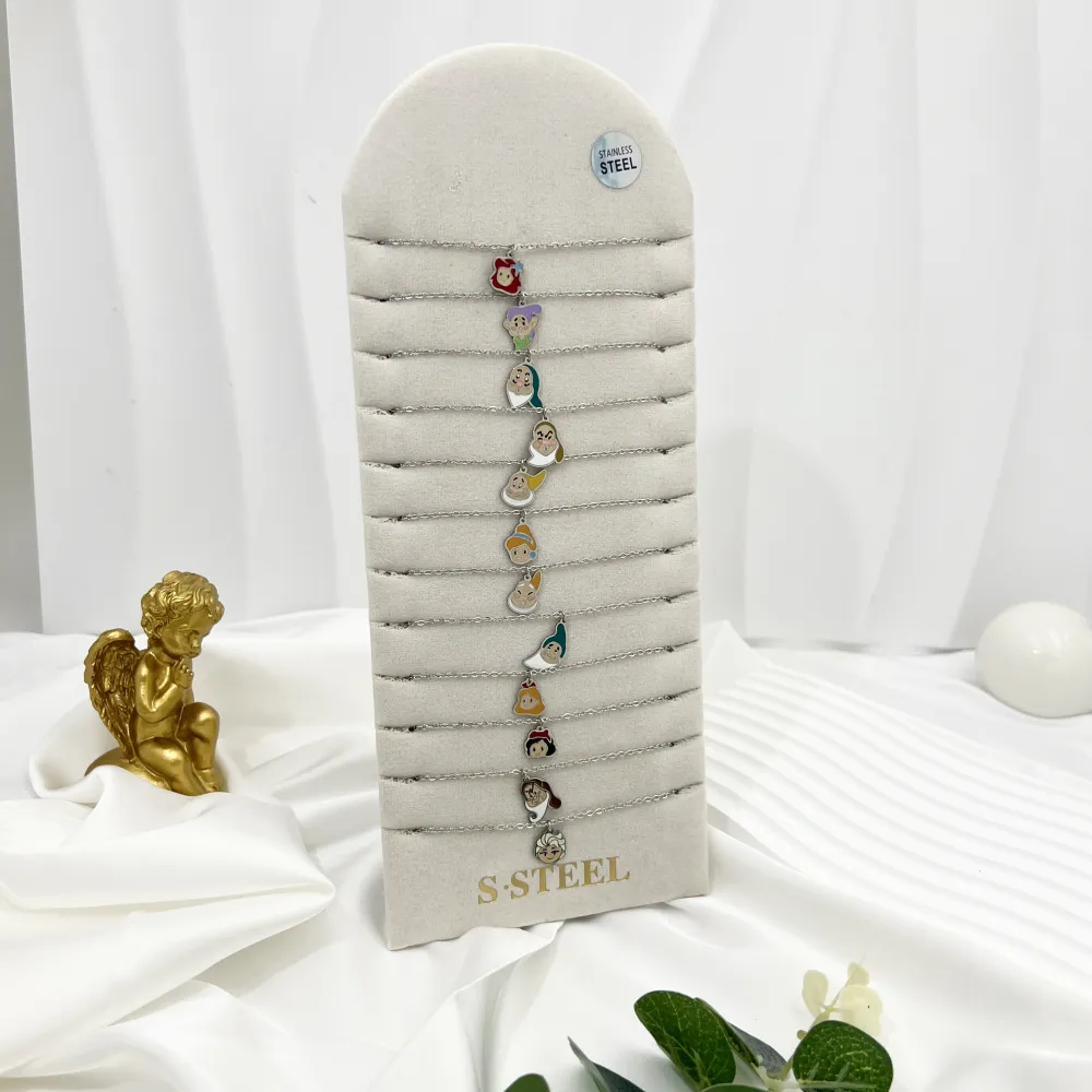 Favola Sette Nanni -12pz Collane in Acciaio - CPA-103-AA4072-4083N (Argento)