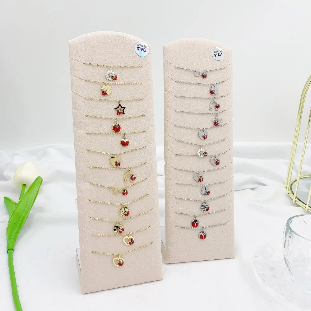 Mix Coccinella Smaltata-12pz Collane Corte in Acciaio - CPA-103-AA894N