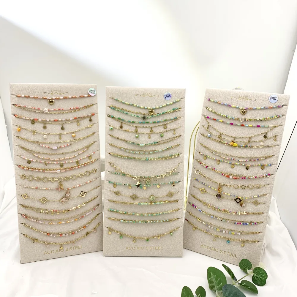 Mix Modelli -15Pz Collane Corte in Acciaio - CPA-732-207 (Fucsia)