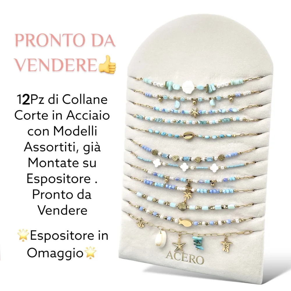 Mix Modelli-12pz Collane in Acciaio - CPA-735-48 (Bianco)