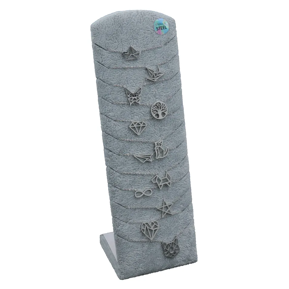Collana in Acciaio OLIGAMI (12Pz + Espositore in Omaggio) - CPA413-281-Origami - Collana Acciaio 12pz con Espositore