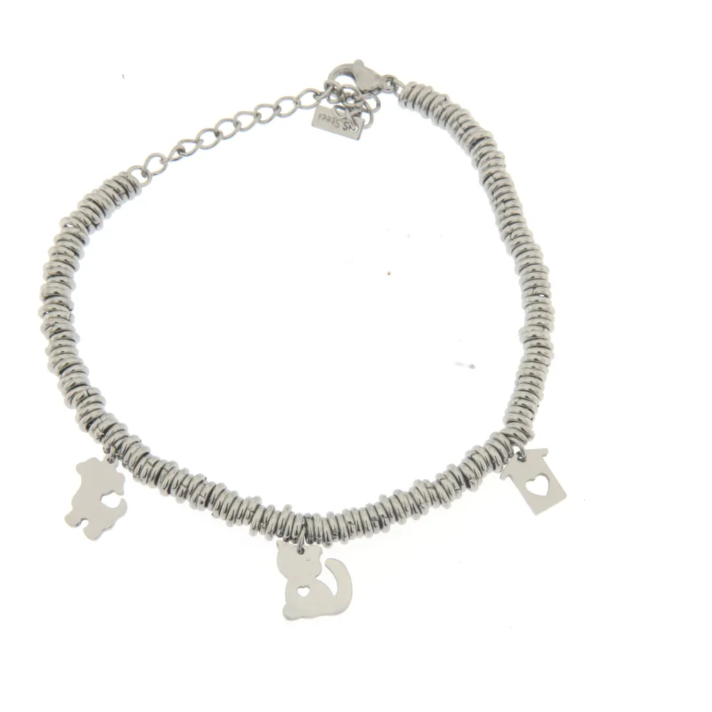 [Cane Gatto -Bracciale Multi Anello Sottile] Bracciale da Donna In Acciaio - Cane Gatto -Bracciale Multi Anello Sottile