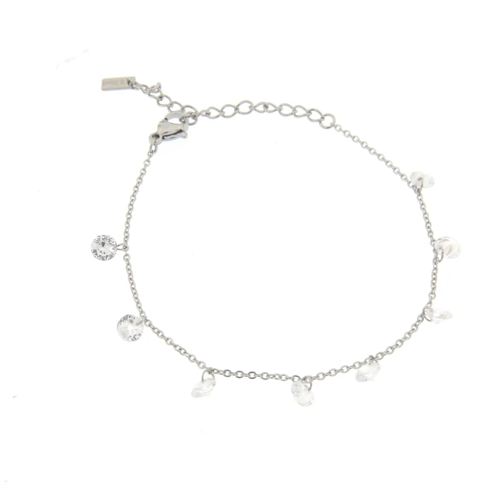 Bracciale da Donna In Acciaio - Ciondoli Zirconi - - Bracciale Donna in Acciaio