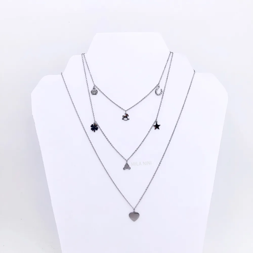 Coccinelle, Ferro Cavallo, carrozza, cavallo dondollo, cuore, q - Coccinella carrozza Multifilo - Collana 4483