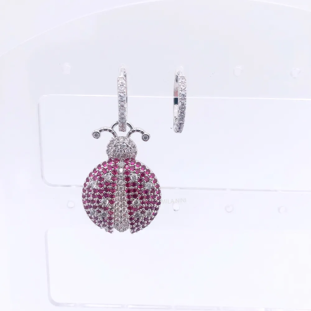 Orecchini zirconia - Coccinella grande  5735  - Orecchini cerchio zirconia