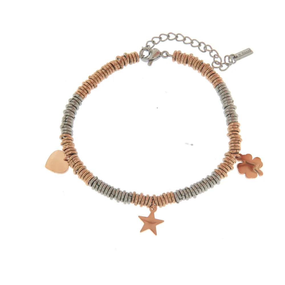 Bracciale da Donna In Acciaio - Cuore Stella - Bracciale Multi Anello Sottile