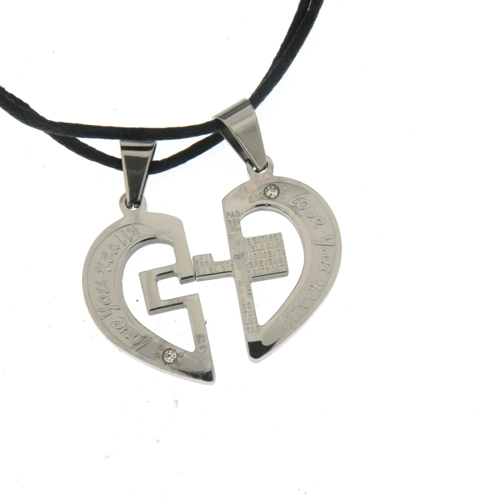 Cuore con Croce - Collana Doppia Acciaio - Cuore con Croce - Collana Doppia Acciaio (Acciaio)