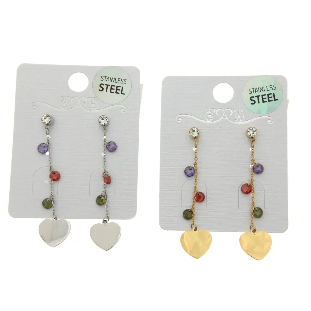 Cuore e Zirconi 3135 -  Orecchini Pendenti in Acciaio - Cuore e Zirconi 3135 -  Orecchini Pendenti in Acciaio (Argento)