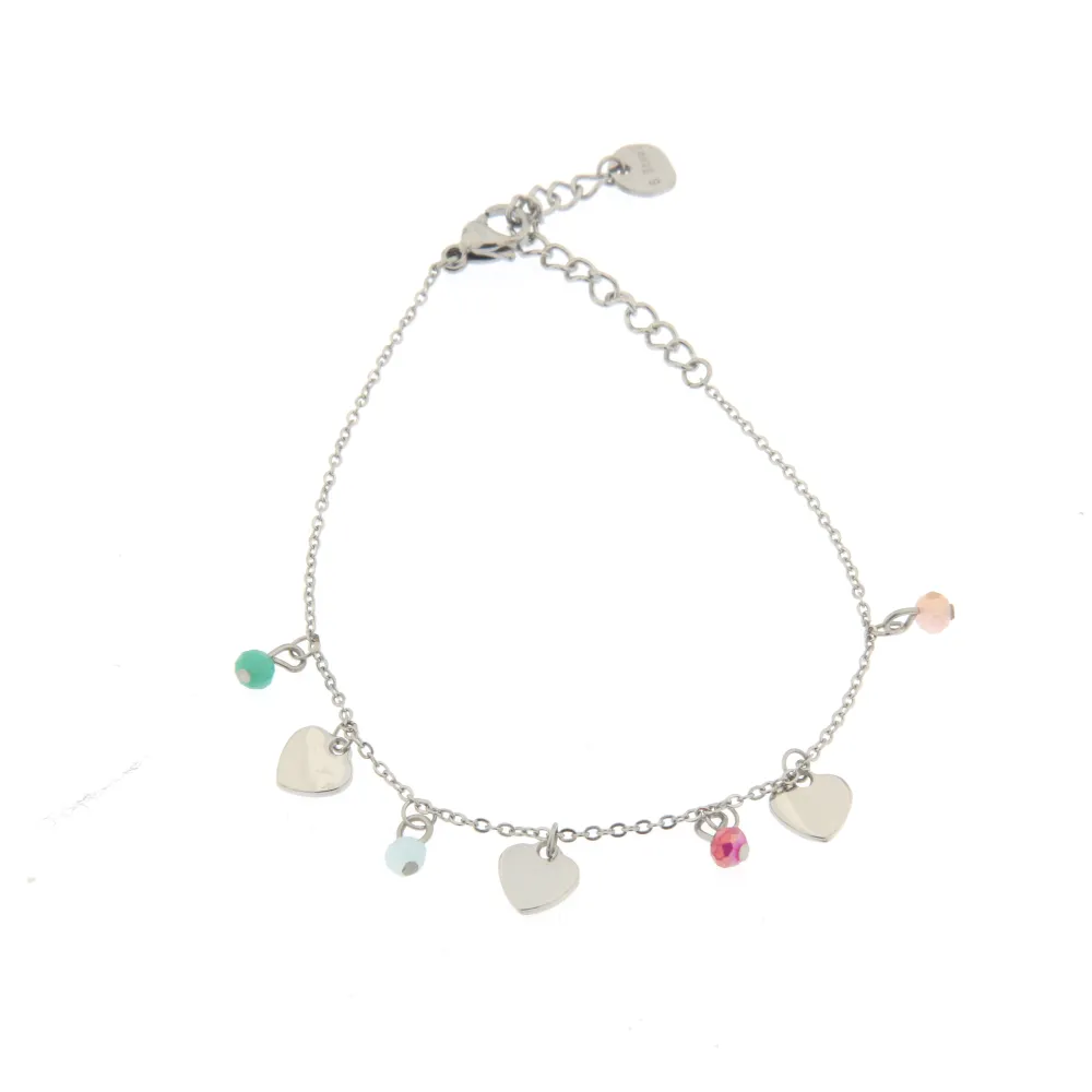 [Cuori e Cristalli - Bracciale Donna in Acciaio] Bracciale da Donna In Acciaio - Cuori e Cristalli - Bracciale Donna in Acciaio