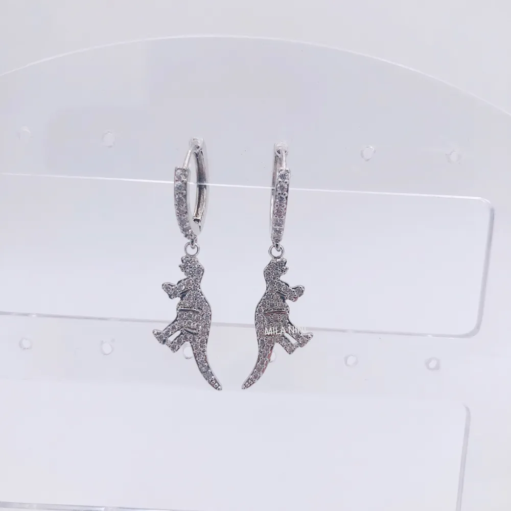 Orecchini zirconia - Dinosauro doppio 5759 - Orecchini cerchio zirconia