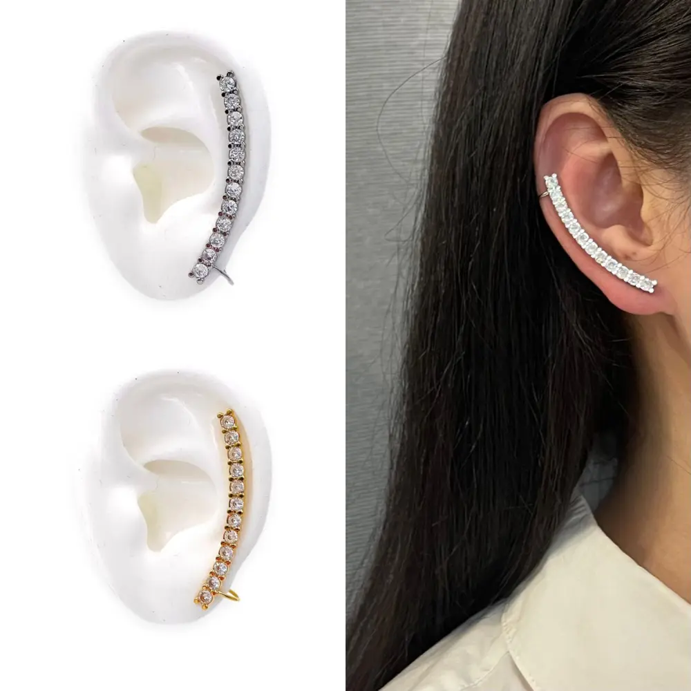 Tennis-Earcuff in Acciaio - EAK-103-AA399E (Oro Giallo)
