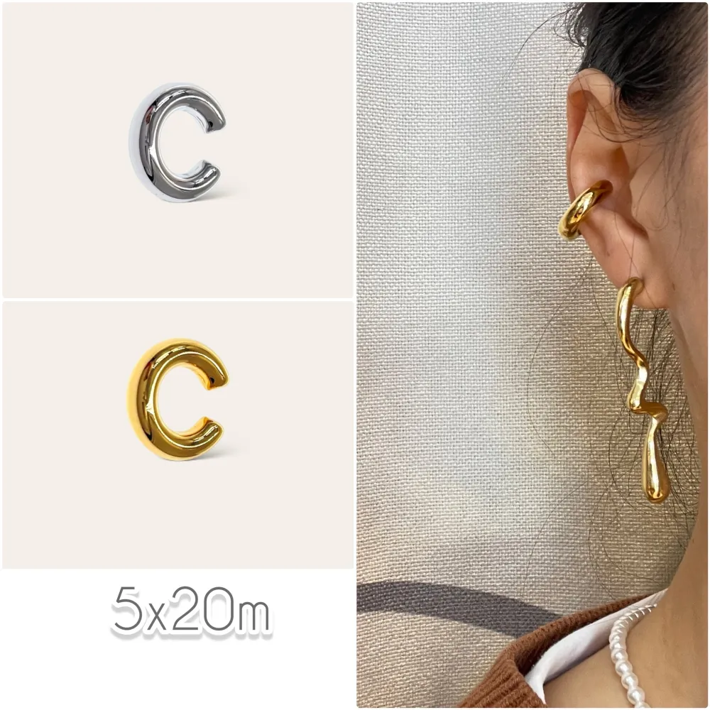 Cerchio Bombato Piccolo 5x20mm-Earcuff in Acciaio - EAK-103-AA4715E S (Argento)