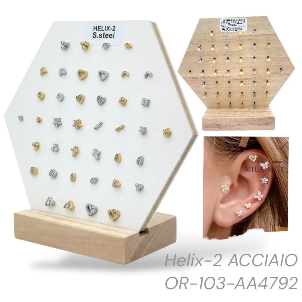 Mix Modeli -40pz Orecchini Helix in Acciaio - EAK-103-AA4792E-