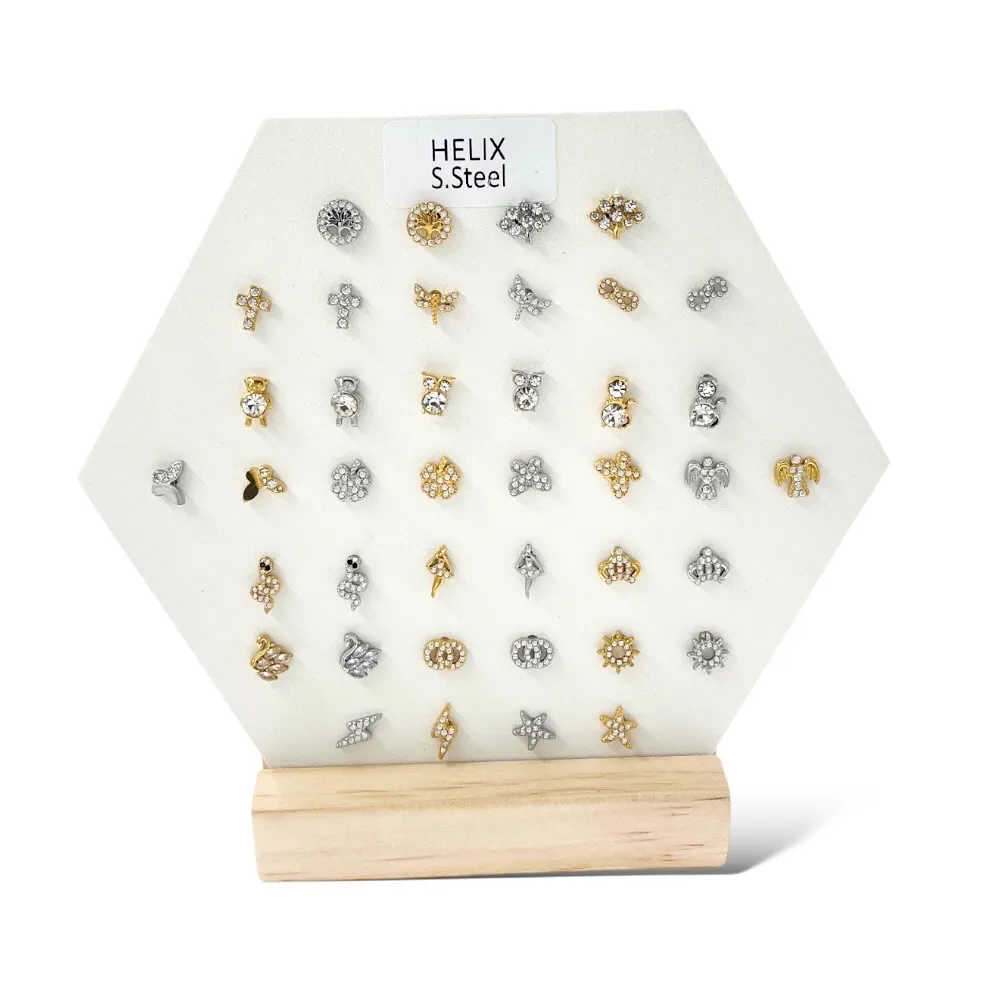 [EAK-103-AA5304] Mix Modeli -40pz Orecchini Helix in Acciaio - EAK-103-AA5304