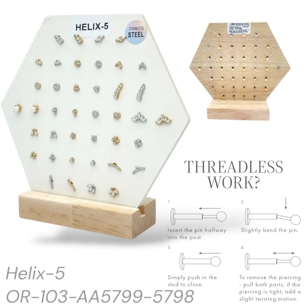 [EAK-103-AA5779-5] Mix Modeli -40pz Orecchini Helix in Acciaio - EAK-103-AA5779-5