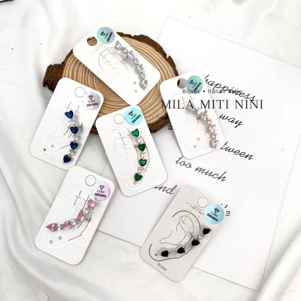 Cuore-Earcuff con Zirconia - EAK-109-72 (Nero)