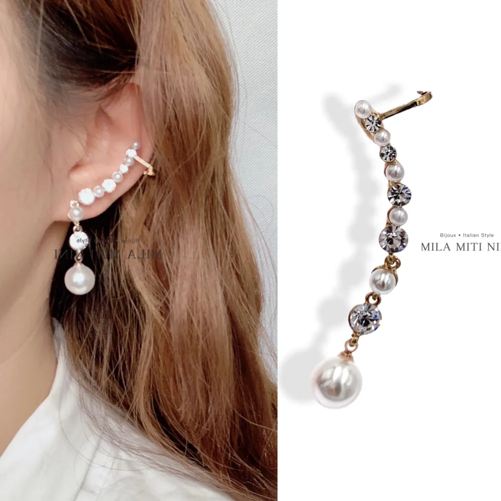 [EAK-28003-0510] Punto Luce e Perla Pendente-Earcuff in Metallo - EAK-28003-0510